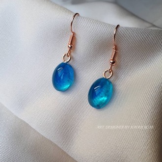Duru Gökyüzü | El Emeği Rose Gold Detaylı Oval Küpe