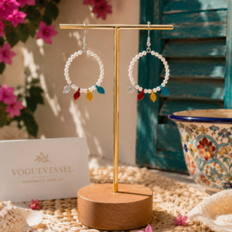 Mevsim Geçişi | VogueVessel El Yapımı Rodyum Kaplama Yaprak Küpe