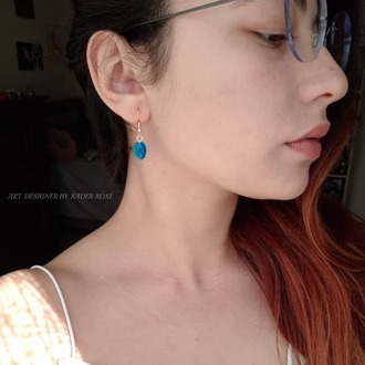 Duru Gökyüzü | El Emeği Rose Gold Detaylı Oval Küpe