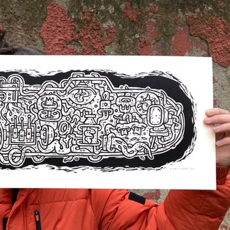 Submarine, Linocut print - Edition of 16