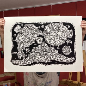 Fishies, Linocut Print - Edition of 24
