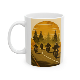 KAFA BASKI Motorcu Yol Temalı Porselen Kupa – Retro Sürüş Tasarımı – KF16052620