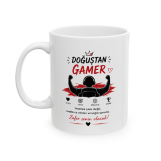 KAFA BASKI Doğuştan Gamer Porselen Kupa – Oyuncu Temalı Kupa – KF19052620