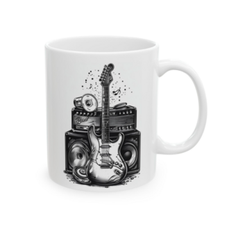 KAFA BASKI Elektro Gitar Temalı Porselen Kupa – Rock Müzik Tasarımı – KF17052620