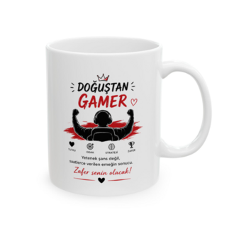 KAFA BASKI Doğuştan Gamer Porselen Kupa – Oyuncu Temalı Kupa – KF19052620