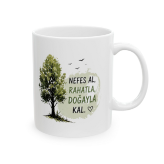 KAFA BASKI Doğa Temalı Porselen Kupa Bardak – Rahatlatıcı Minimal Tasarım