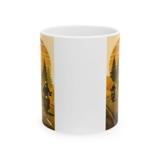 KAFA BASKI Motorcu Yol Temalı Porselen Kupa – Retro Sürüş Tasarımı – KF16052620