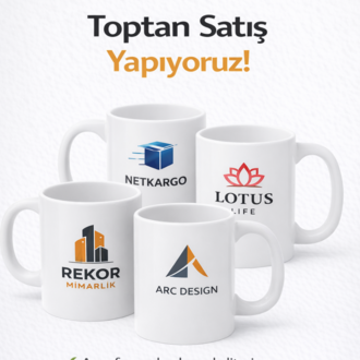 KAFA BASKI Toptan Logolu Porselen Kupa Bardak – İşletmelere Özel Kurumsal Baskılı Kupa