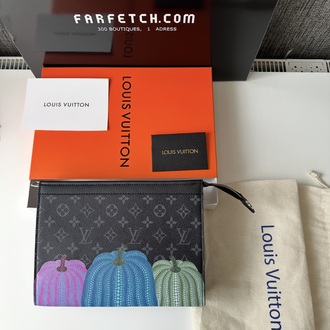 LV Clutch Çanta Premium Siyah Desenli (FULL SET)
