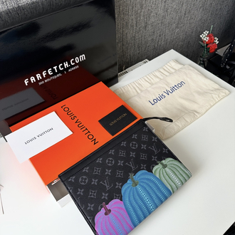 LV Clutch Çanta Premium Siyah Desenli (FULL SET)