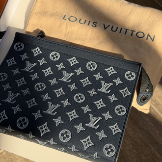 LV Clutch Çanta Premium İthal Lacivert (FULL SET)