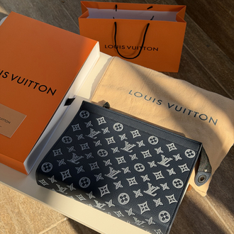 LV Clutch Çanta Premium İthal Lacivert (FULL SET)