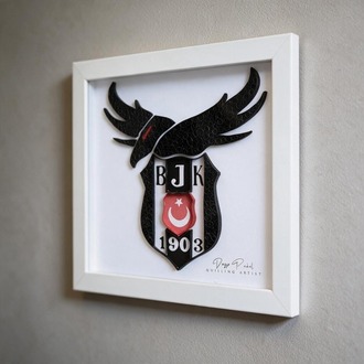 Beşiktaş Taraftarına Özel Quilling Tablo | Kartal ve Arma Tasarımı | Şık Duvar Dekoru