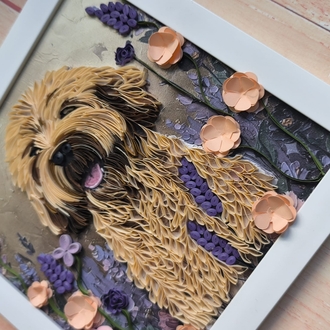 Köpek Severlere Özel Hediye - El Emeği Quilling Çiçekli Duvar Tablosu

