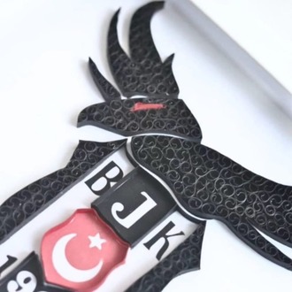 Beşiktaş Taraftarına Özel Quilling Tablo | Kartal ve Arma Tasarımı | Şık Duvar Dekoru