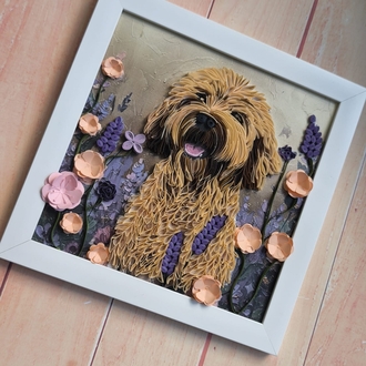 Köpek Severlere Özel Hediye - El Emeği Quilling Çiçekli Duvar Tablosu

