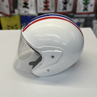 Retro Beyaz Vizörlü Yarım Motosiklet Kaskı