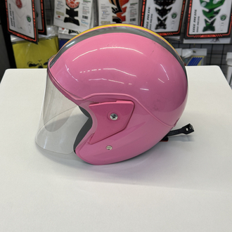 Retro Pembe Vizörlü Yarım Motosiklet Kaskı
