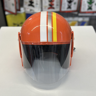 Retro Turuncu Vizörlü Yarım Motosiklet Kaskı