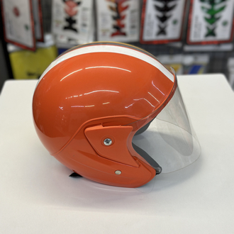 Retro Turuncu Vizörlü Yarım Motosiklet Kaskı