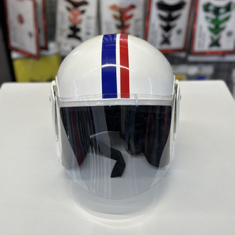 Retro Beyaz Vizörlü Yarım Motosiklet Kaskı