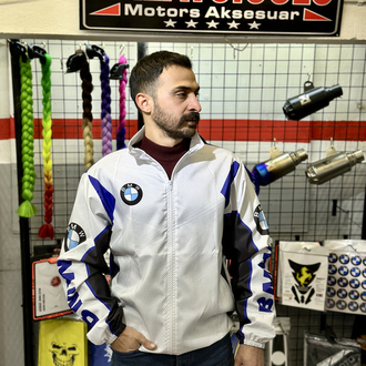 BMW Paraşüt Kumaş Ceket Beyaz