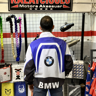 BMW Paraşüt Kumaş Ceket Beyaz