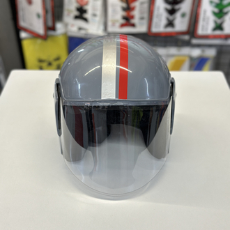 Retro Gri Vizörlü Yarım Motosiklet Kaskı