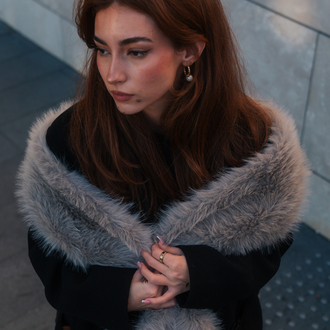 Suni Kürk Atkı - Gri