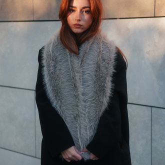 Suni Kürk Atkı - Gri