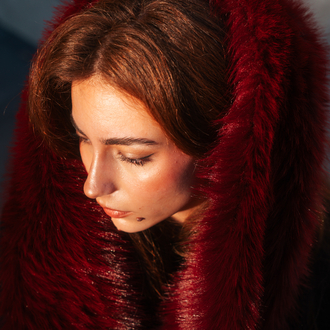 Suni Kürk Atkı - Bordo