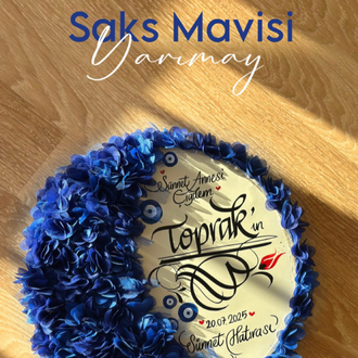 SAKS MAVİSİ LEDLİ YARIMAY TEF ( gelin,sünnet,düğün,nişan,6ay kınası,…vb)