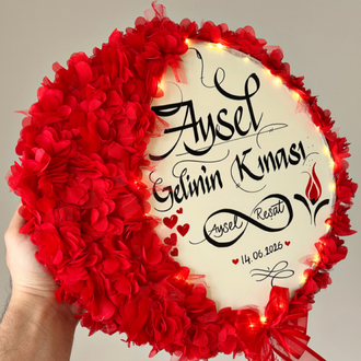 KIRMIZI LEDLİ YARIMAY TEF ( gelin,sünnet,düğün,nişan,6ay kınası,vb)