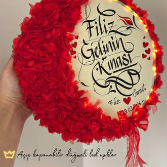 KIRMIZI LEDLİ YARIMAY TEF ( gelin,sünnet,düğün,nişan,6ay kınası,vb)