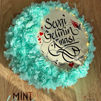 MİNT YEŞİL LEDLİ YARIMAY TEF ( gelin,sünnet,düğün,nişan,6ay kınası,…vb)