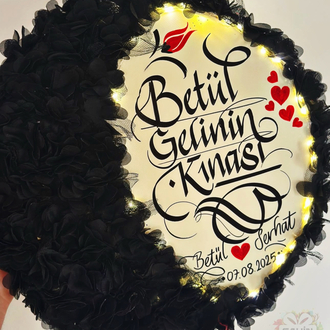 SİYAH LEDLİ YARIMAY TEF ( gelin,sünnet,düğün,nişan,6ay kınası,…vb)