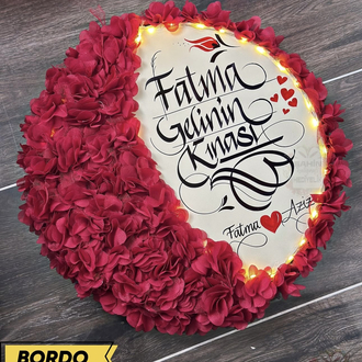 BORDO  LEDLİ YARIMAY TEF ( gelin,sünnet,düğün,nişan,6ay kınası,…vb)