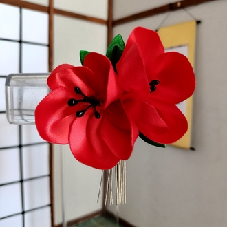Gelincik Kanzashi Saç Tokası