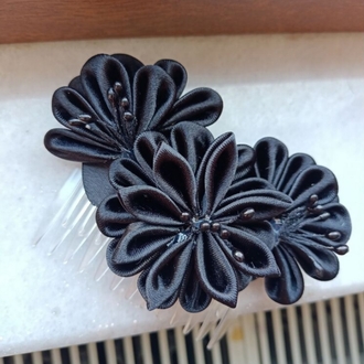 Taraklı Kanzashi Siyah