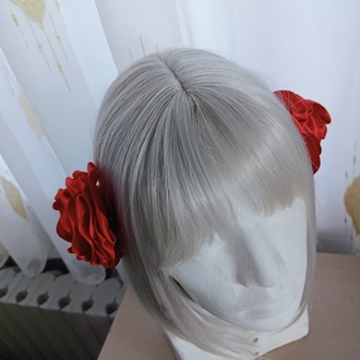 Gül kanzashi çifti