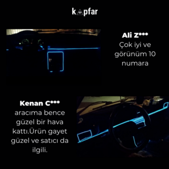 2 METRE Kapfar Araç İçi Torpido Ledi (MAVİ)