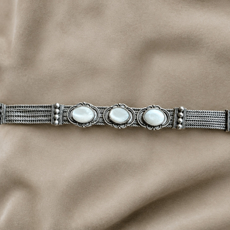 Gümüş Sedef taşlı bileklik 18 cm