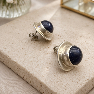 Gümüş lapis taşlı küpe