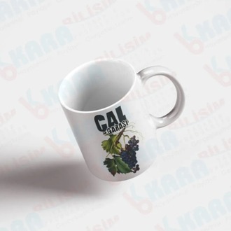 Çal Garası Baskılı Porselen Beyaz Kupa