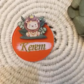 Magnet Aslan Figürlü Pleksi Turuncu 6 cm 10 Adet