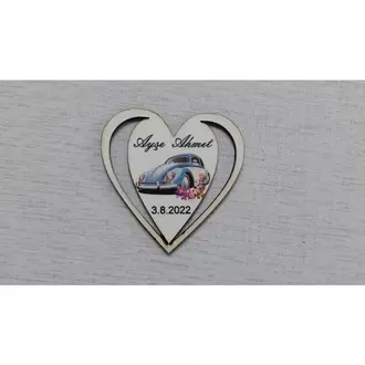 7 Cm Kalpli Mavi Vosvos Magnet Söz Nişan Nikah Düğün 25 Adet