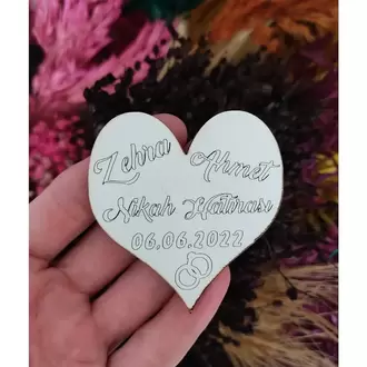 6 cm Yüzük Kalp Desenli Magnet Söz Nişan Nikah Düğün 25 Adet