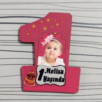 1 Yaş Ahşap Mdf Magnet – Kişiye Özel Doğum Günü Hatırası 7 Cm Fotoğraflı Magnet 25 Adet