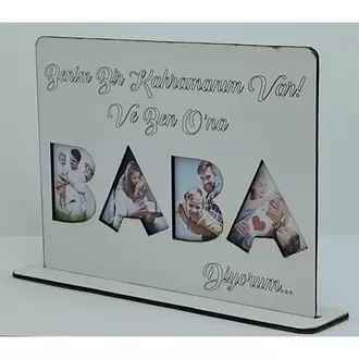 BABA HARF İÇİ FOTOĞRAF ÇERÇEVESİ MDF KESİM 20X15CM 4 ADET FOTO BABALAR GÜNÜ