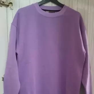 Oversize Kapşonsuz Sweat Uzun Kollu Bakılı Baskısız Unisex